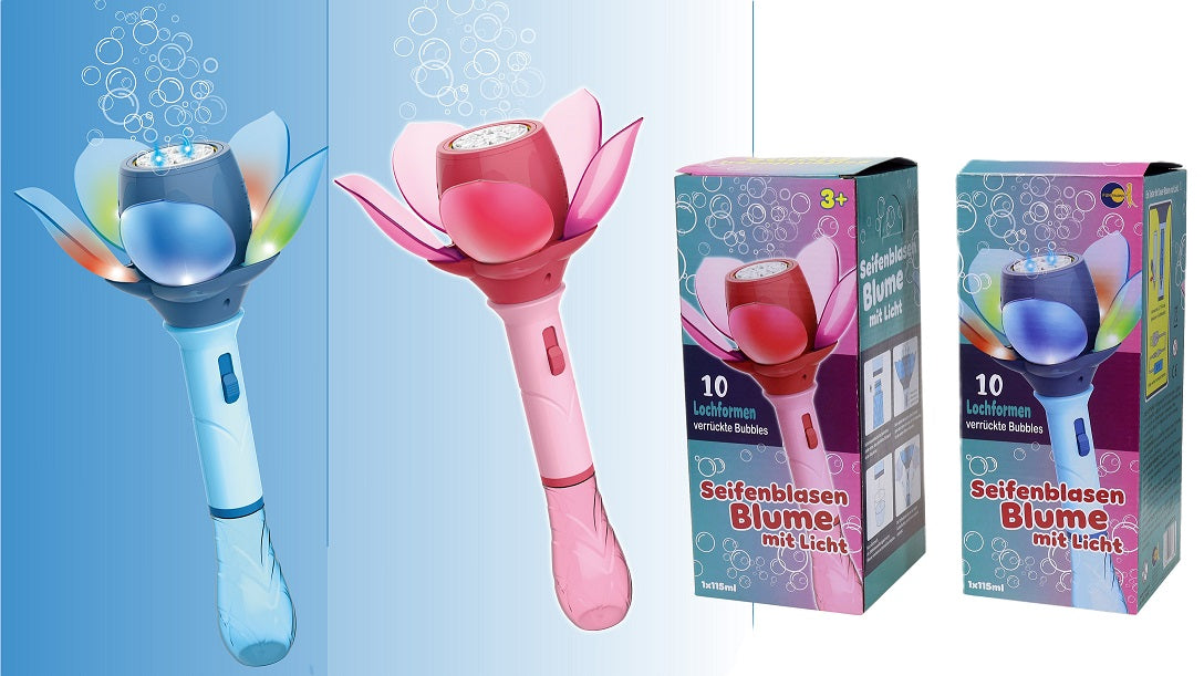 Elektrische Seifenblasen-Blume mit LED & Akku – inkl. Flüssigkeit