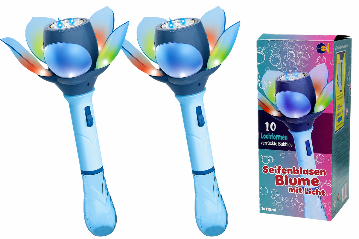 Elektrische Seifenblasen-Blume mit LED & Akku – inkl. Flüssigkeit