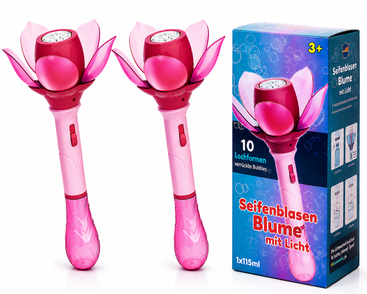 Elektrische Seifenblasen-Blume mit LED & Akku – inkl. Flüssigkeit