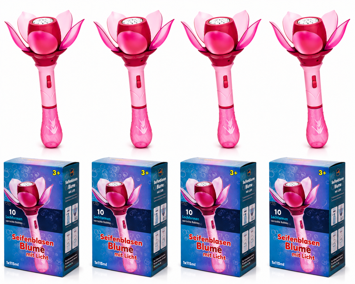 Elektrische Seifenblasen-Blume mit LED & Akku – inkl. Flüssigkeit